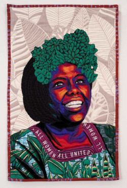 Wangari Maathai (for TIME Magazine) - Cotton, silk, wool and velvet quilted and appliqué via claireoliver.com